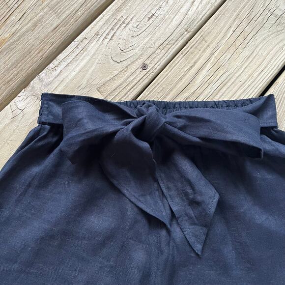 Zara Women's Black 100% Linen Tie-Waist Shorts Size S. NEW - Picture 3 of 7